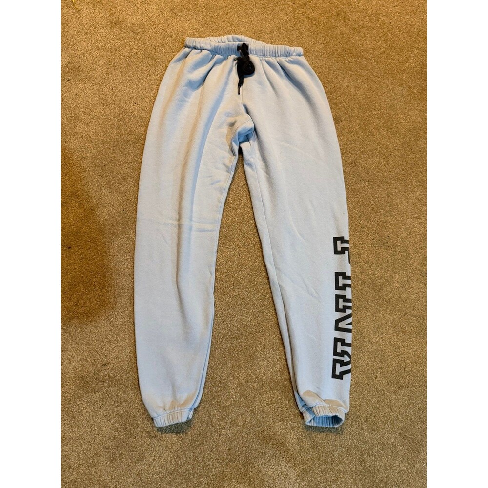 Victorias Secret PINK Light Heather Gray Sweatpants W/ Black PINK Logo Like New